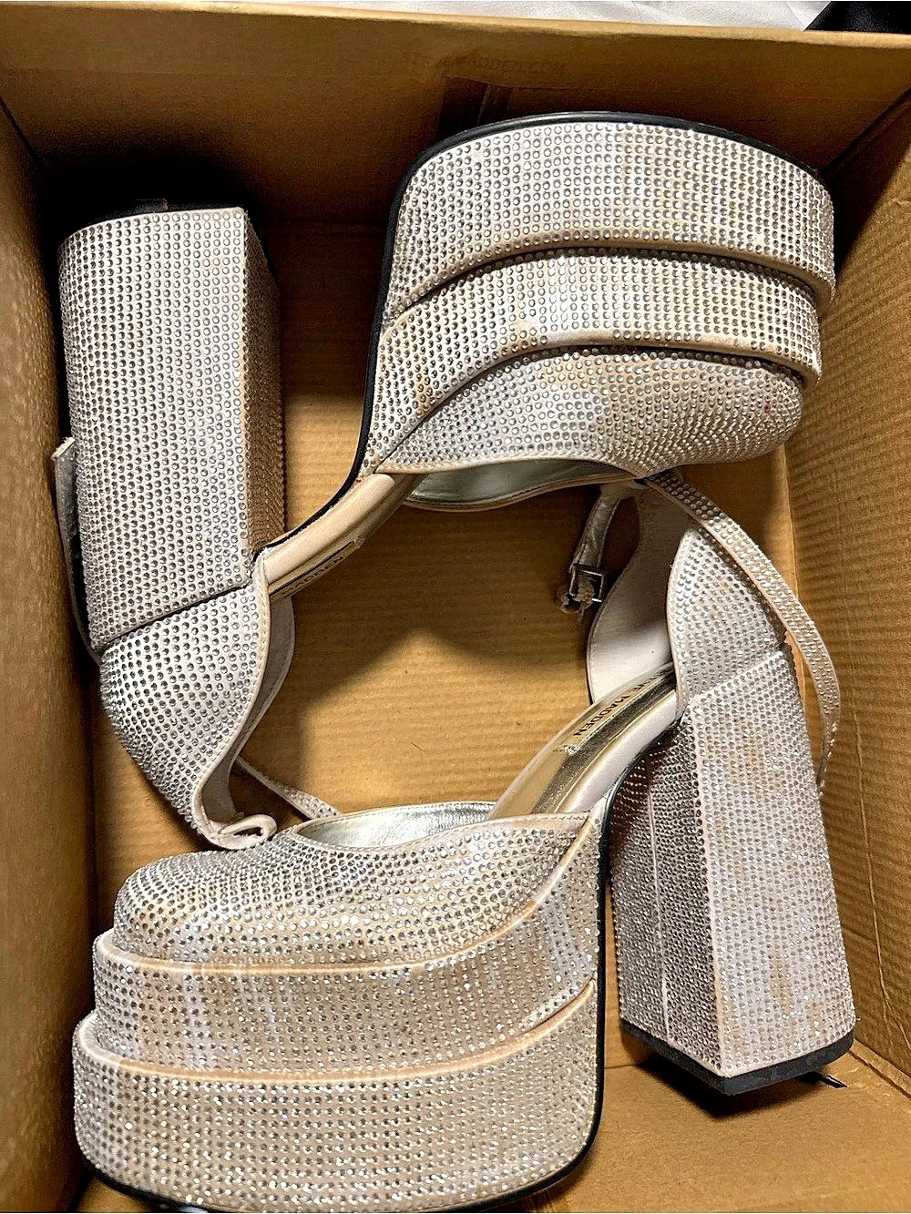 Steve Madden Charlize Rhinestone Platform Pumps Silver
